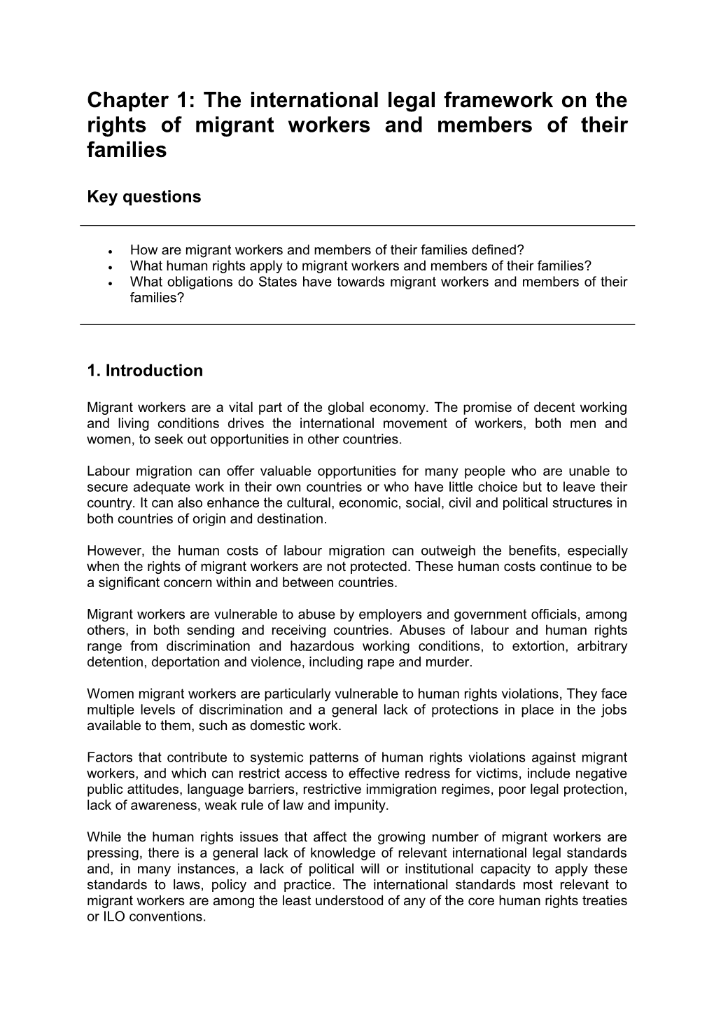 Chapter 1: the International Legal Framework on the Rights of Migrant Workers and Members