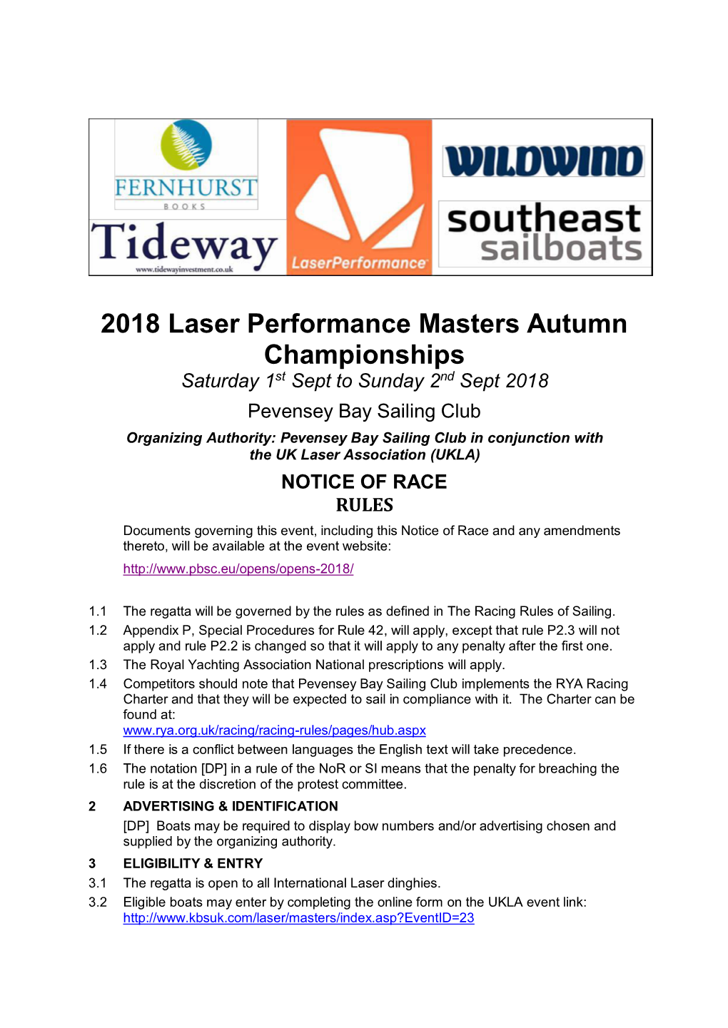 2018 Laser Performance Masters Autumn Championships NOR SI