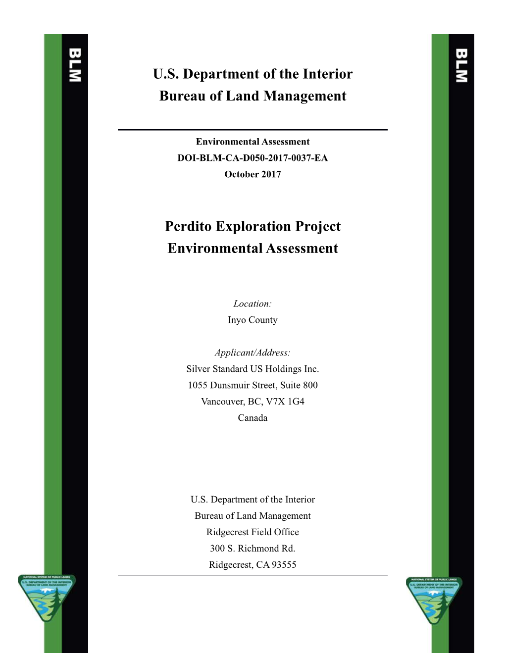 U.S. Department of the Interior Bureau of Land Management