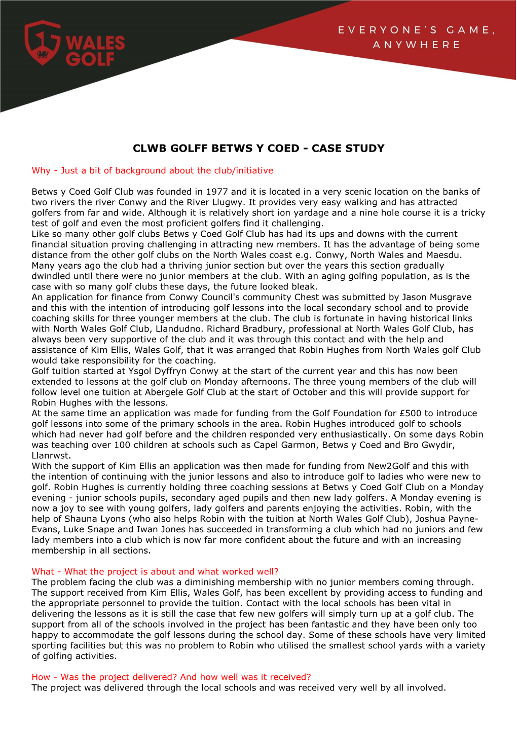 Clwb Golff Betws Y Coed - Case Study