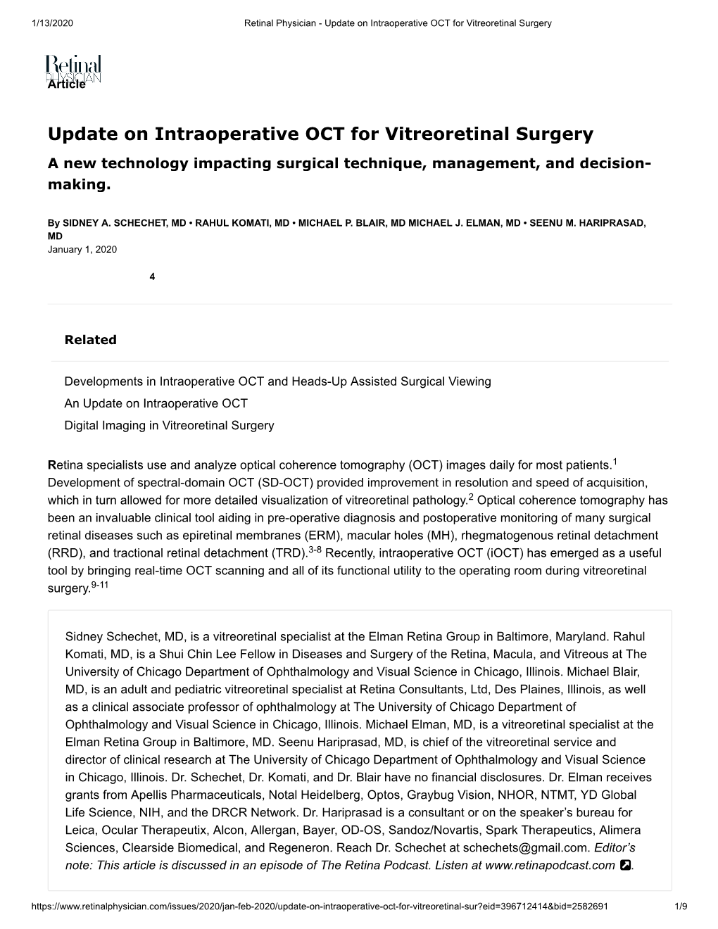 Intraoperative OCT for Vitreoretinal Surgery