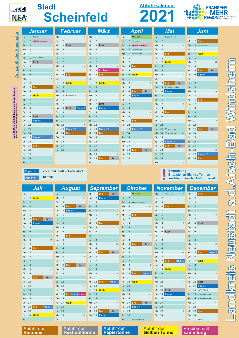 Abfuhrkalender Scheinfeld 2021