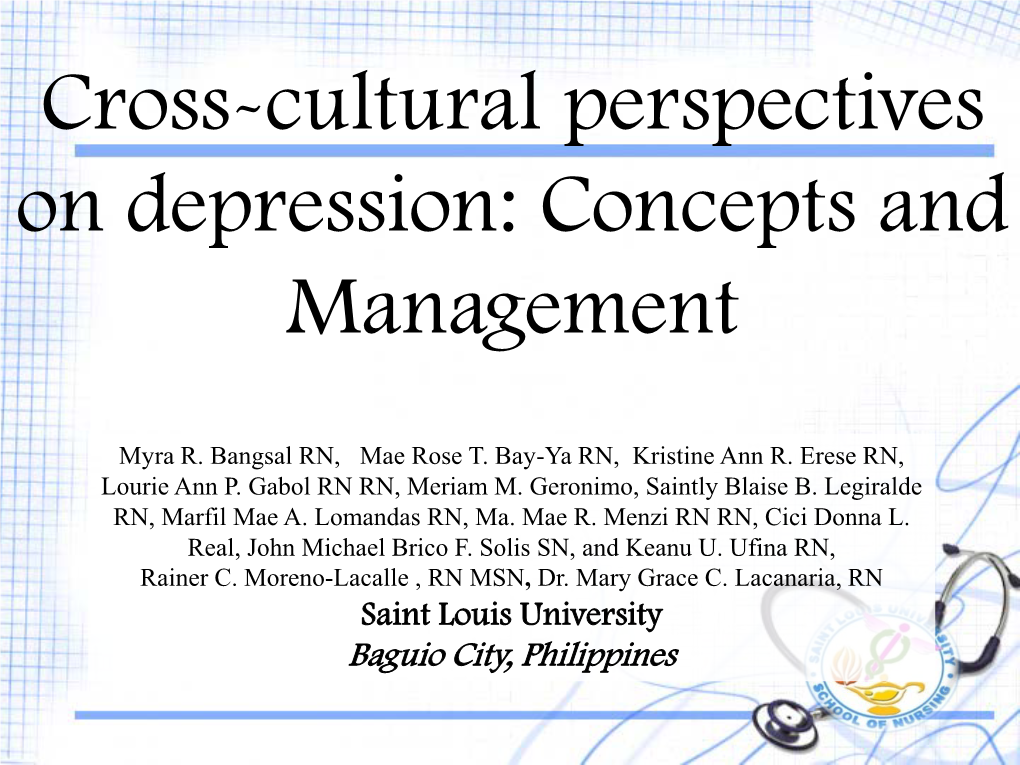 Cross-Cultural Perspectives on Depression: Concepts and Management