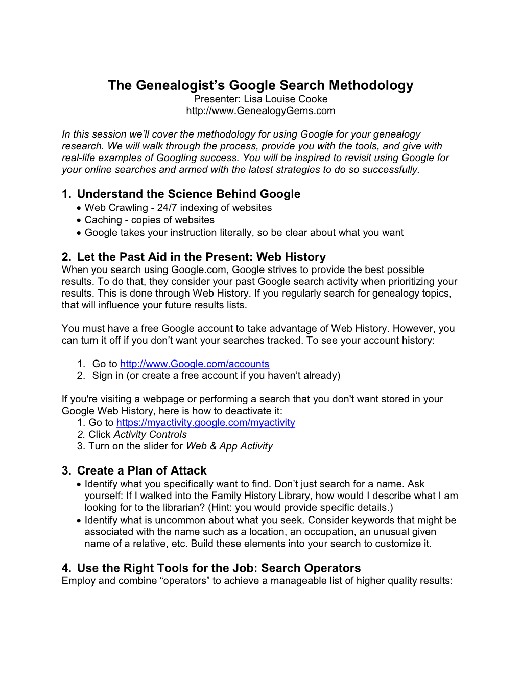 The Genealogist's Google Search Methodology