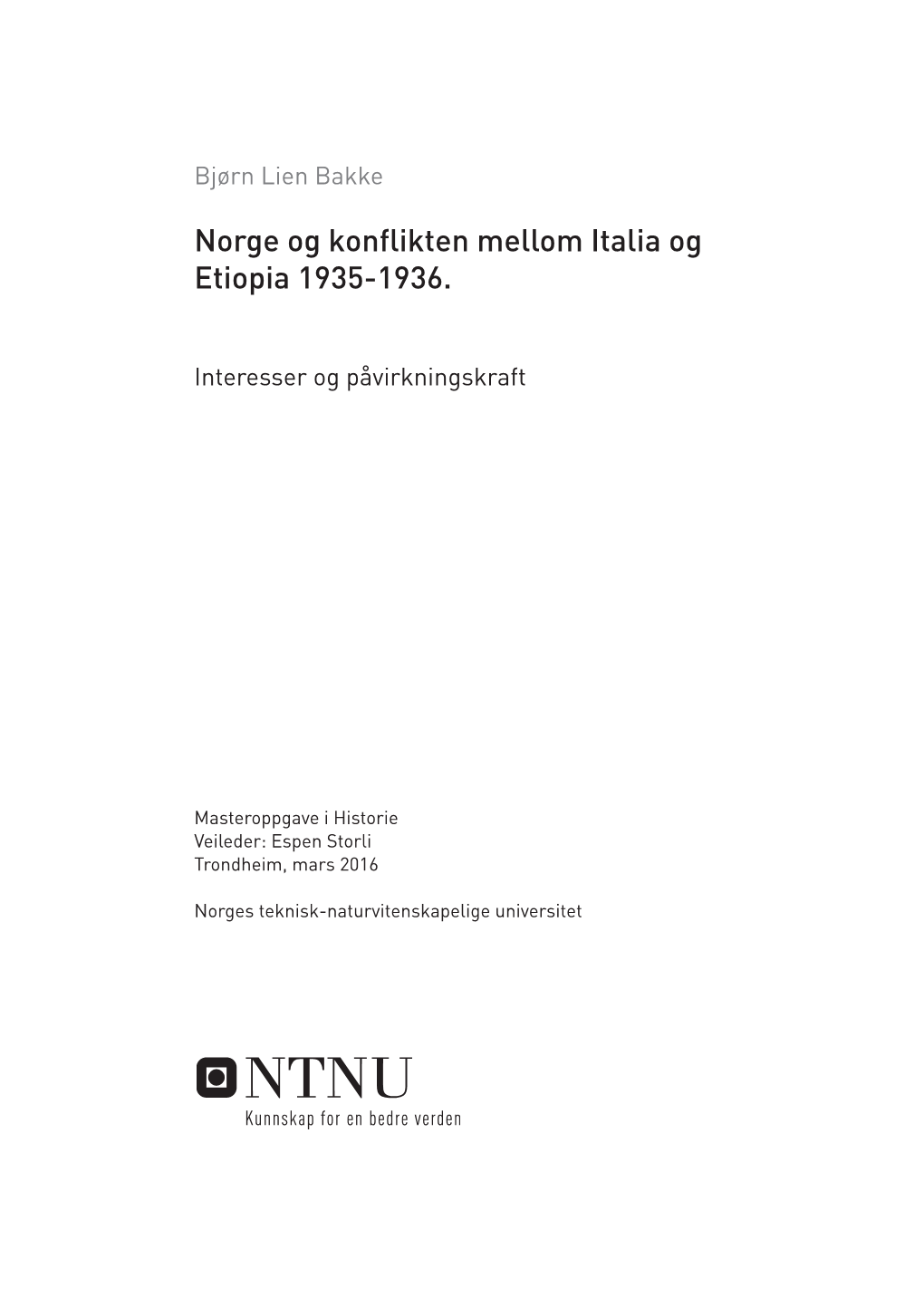 Norge Og Konflikten Mellom Italia Og Etiopia 1935-1936