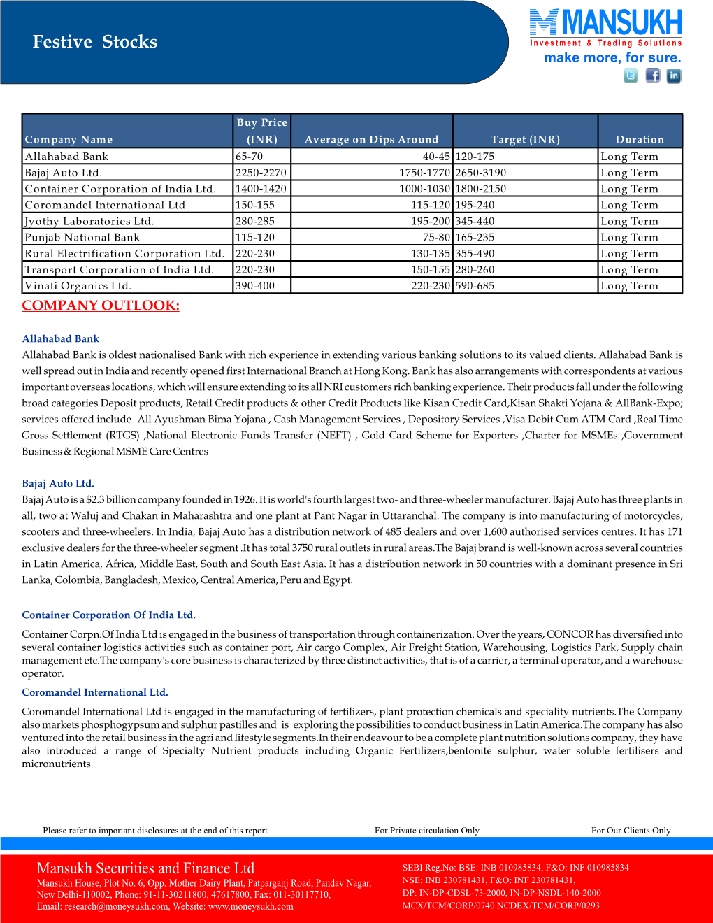 Portfolio Stock Report October