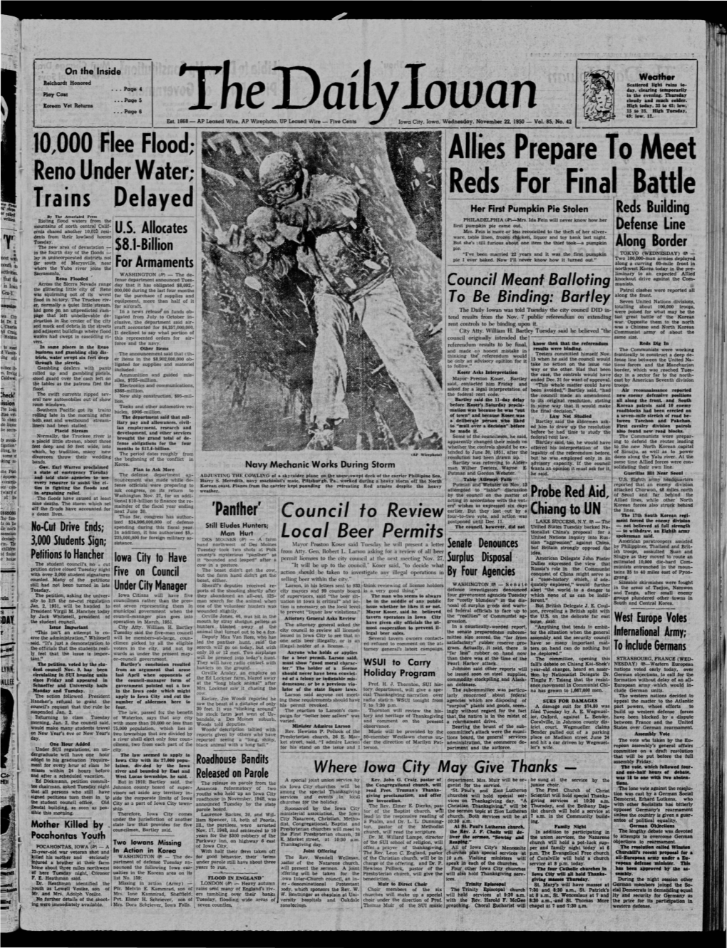Daily Iowan (Iowa City, Iowa), 1950-11-22