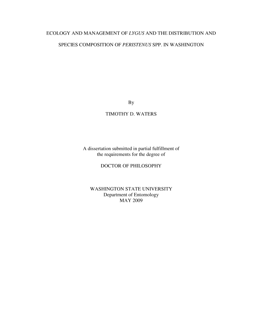 Ecology and Management of Lygus and the Distribution And