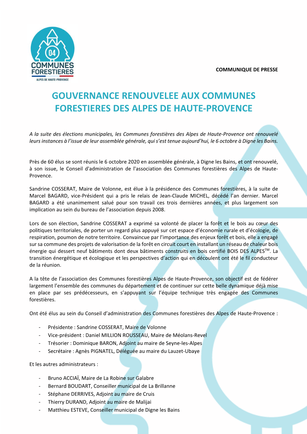 Gouvernance Renouvelee Aux Communes Forestieres Des Alpes De Haute-Provence