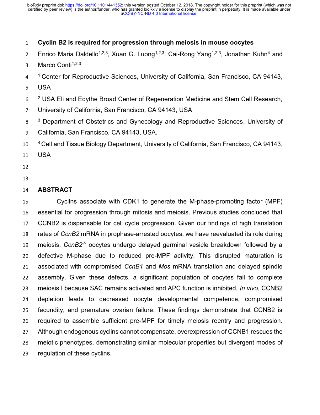 Cyclin B2 Is Required for Progression Through Meiosis in Mouse Oocytes