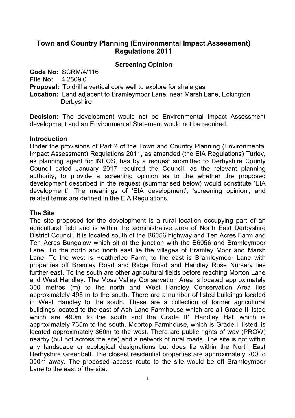 Town and Country Planning (Environmental Impact Assessment) Regulations 2011