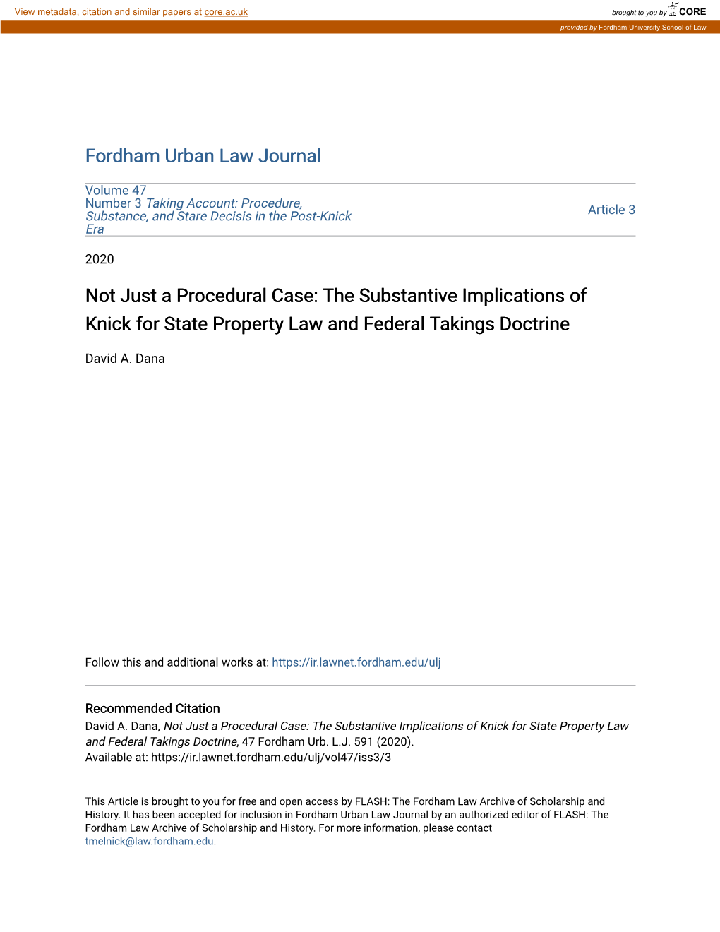 The Substantive Implications of Knick for State Property Law and Federal Takings Doctrine