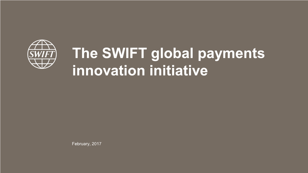 SWIFT Global Payments Innovation Initiative