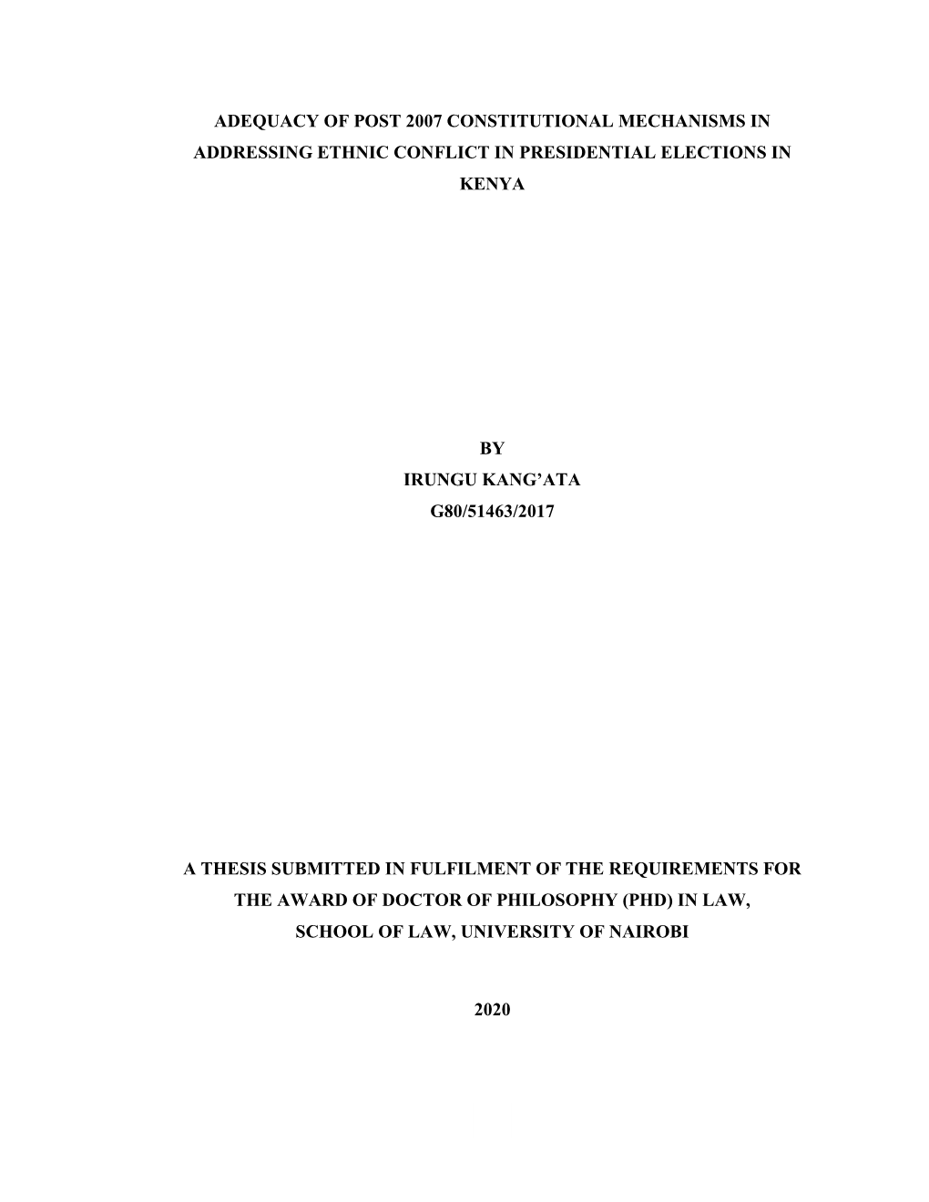 Irungu Adequacy of Post-2007 Constitutional Mechanisms In