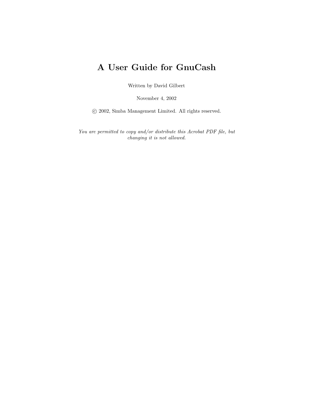 Gnucash User Guide