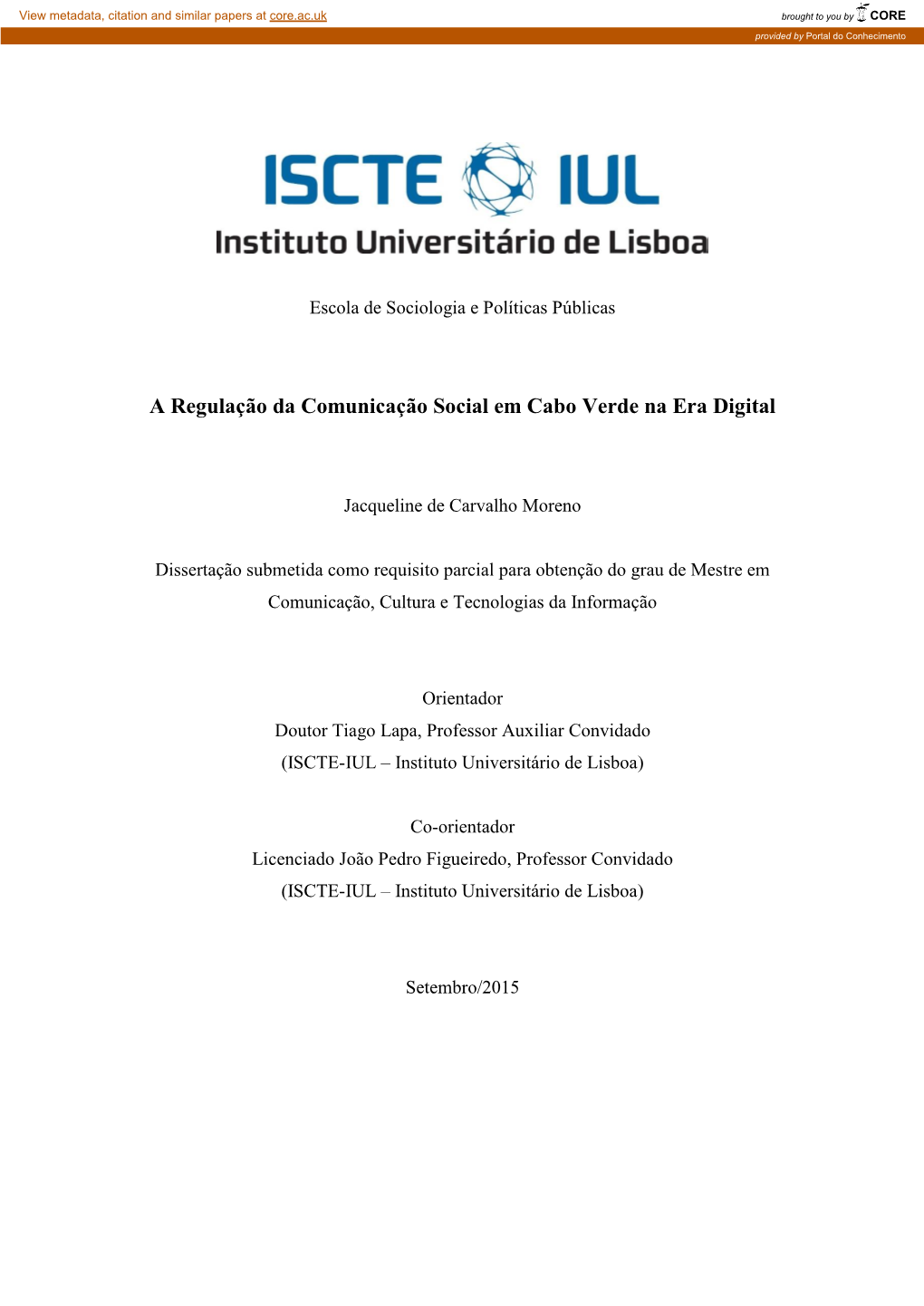 A Regulação Da Comunicação Social Em Cabo Verde Na Era Digital