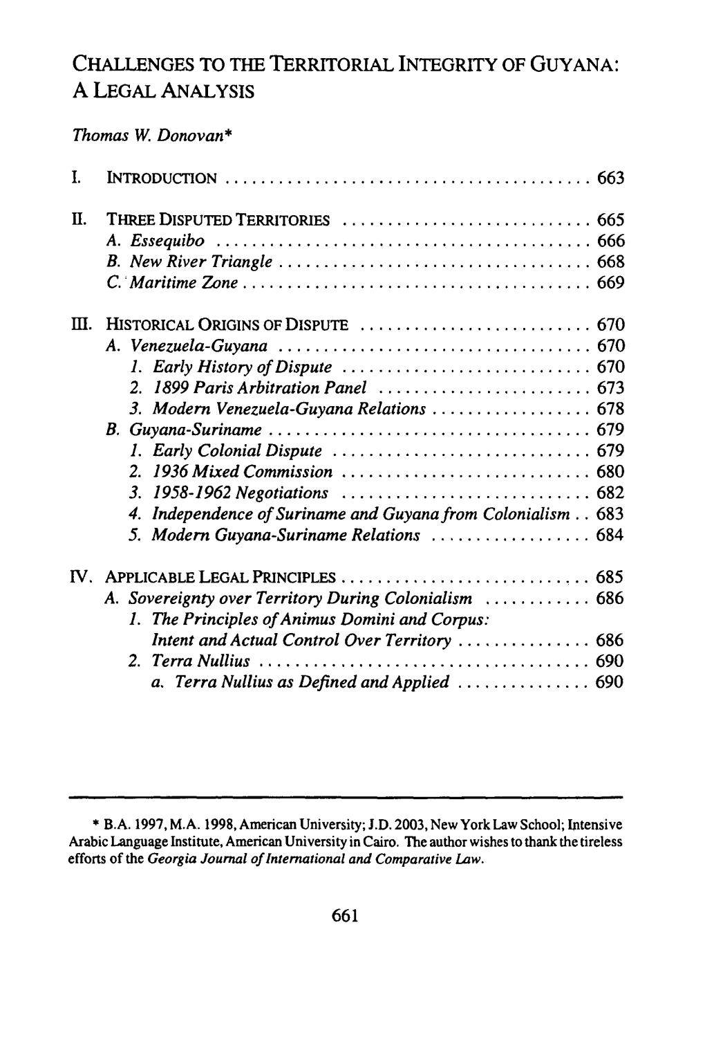 Challenges to the Territorial Integrity of Guyana: a Legal Analysis