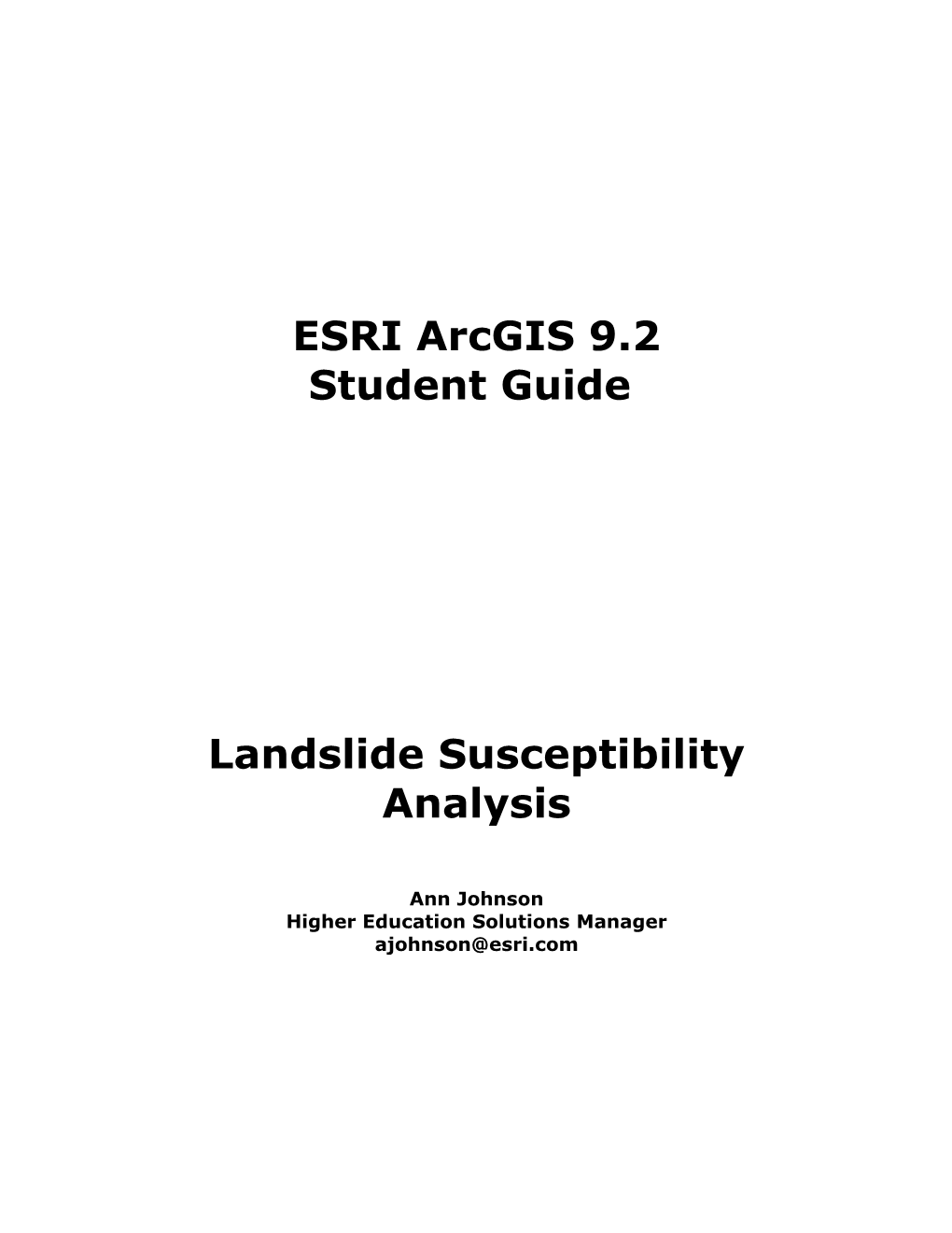 GIS Landside Susceptibility Analysis