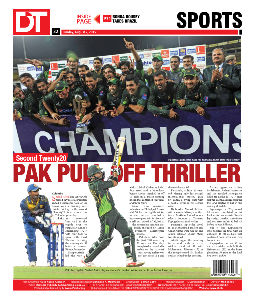 SPORTS 2432 Sunday, August 2, 2015