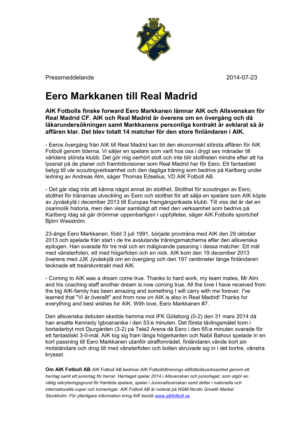 Eero Markkanen Till Real Madrid