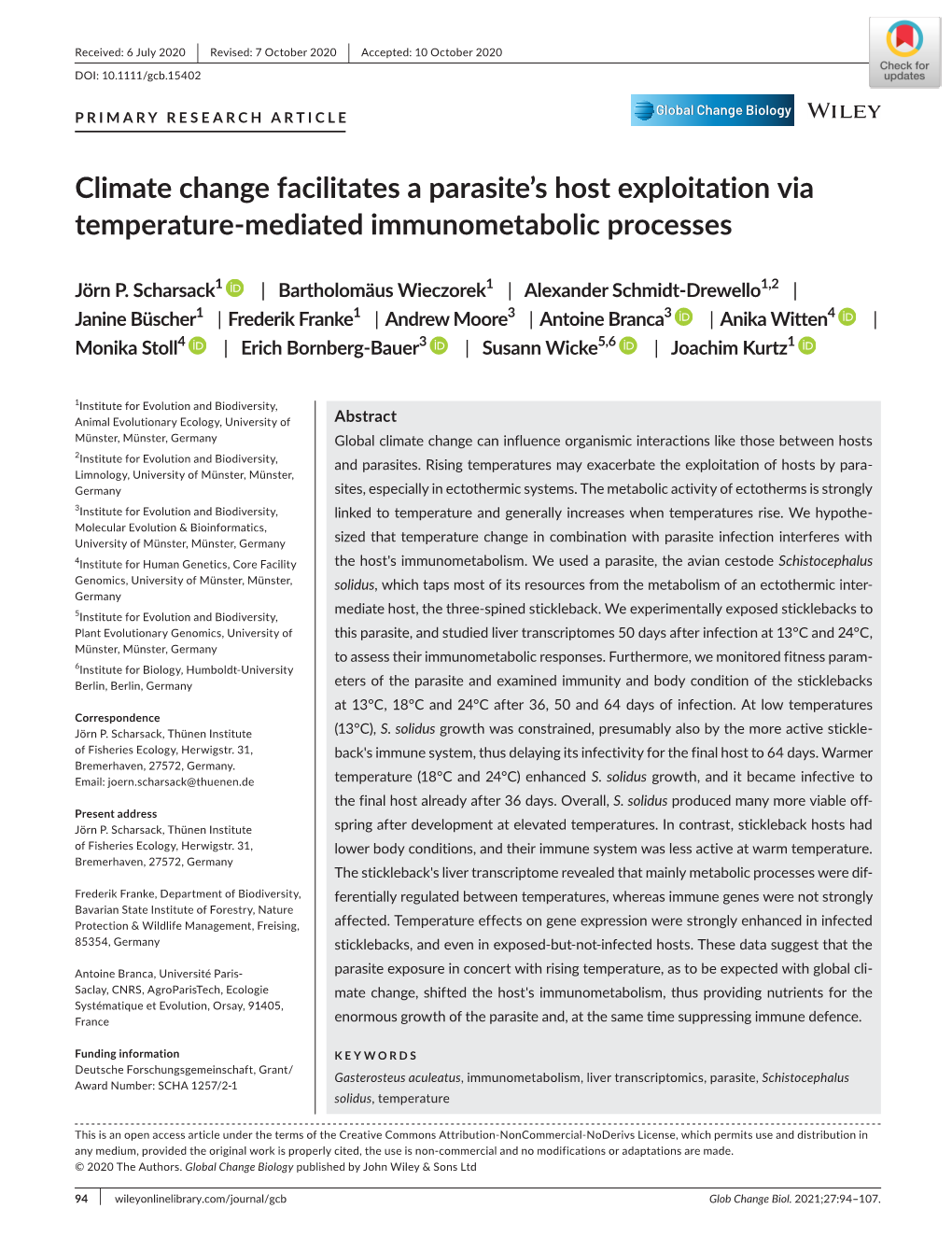 Climate Change Facilitates a Parasite's Host Exploitation Via Temperature