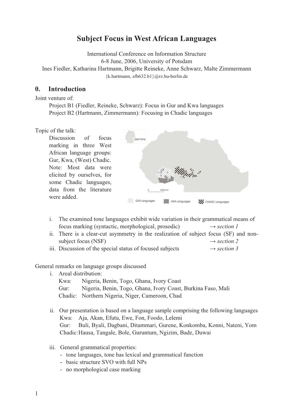 Subject Focus in West African Languages