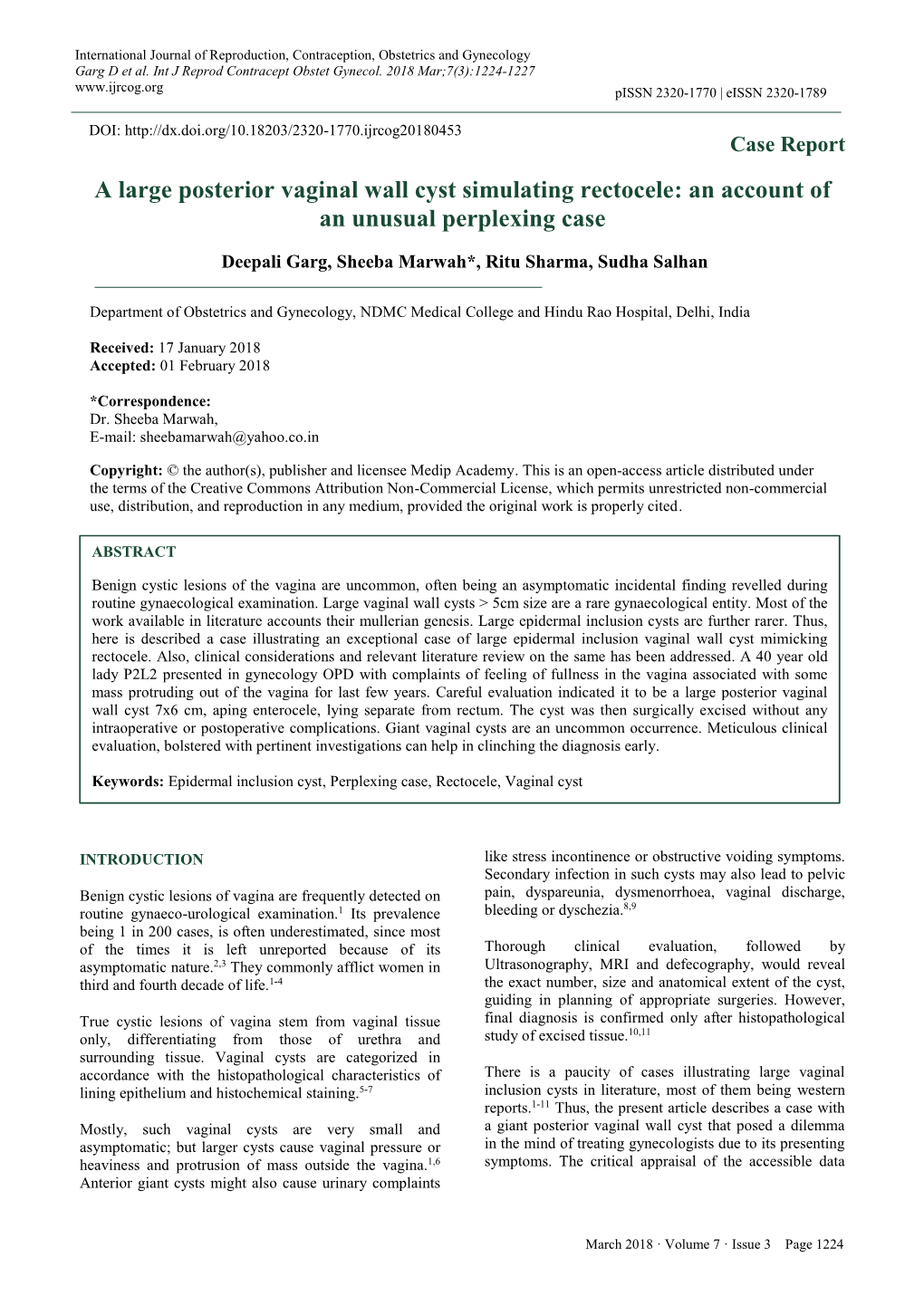 A Large Posterior Vaginal Wall Cyst Simulating Rectocele: an Account of an Unusual Perplexing Case