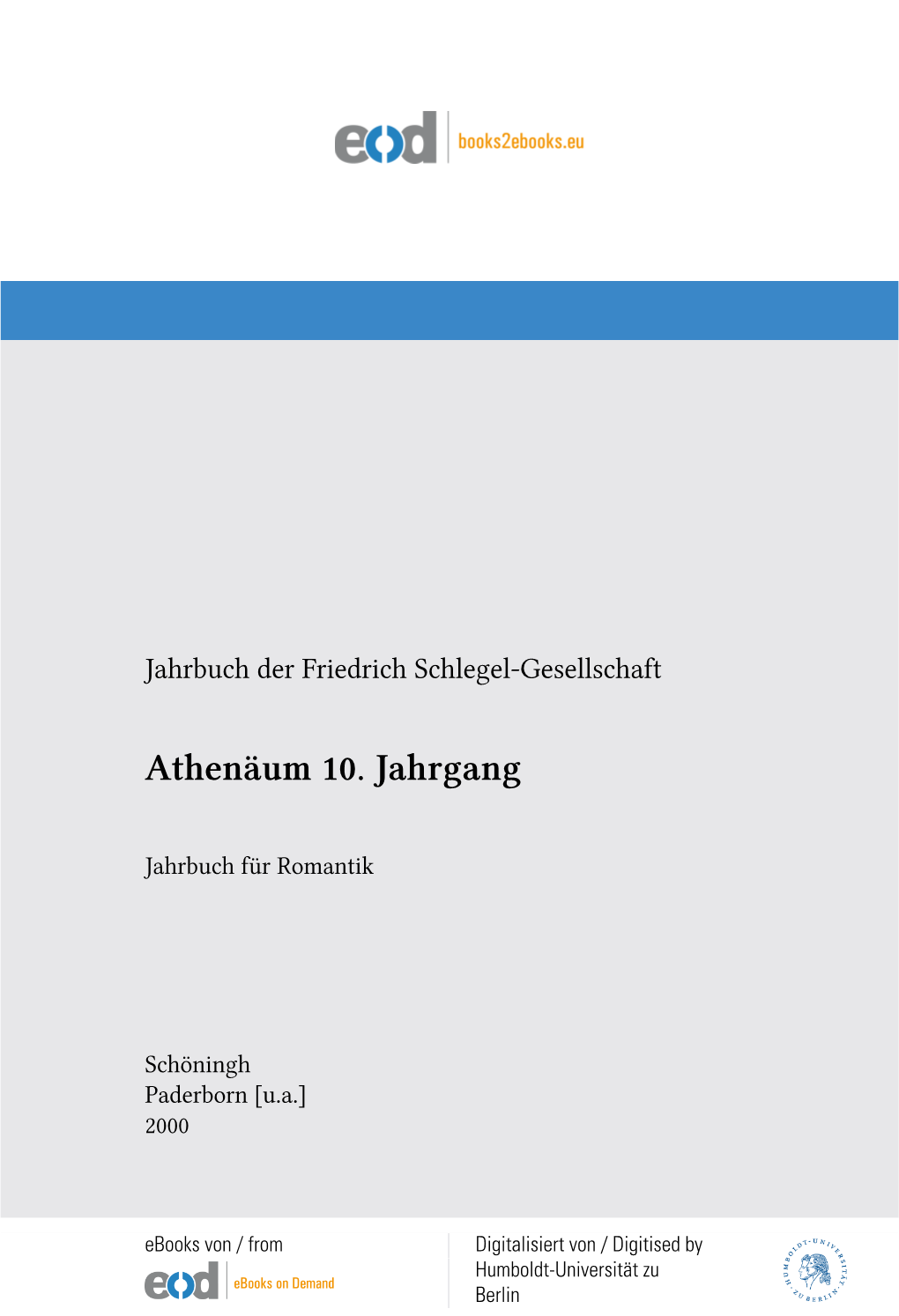 Jahrbuch Für Romantik. - Paderborn; München; Wien; Zürich: Schöningh