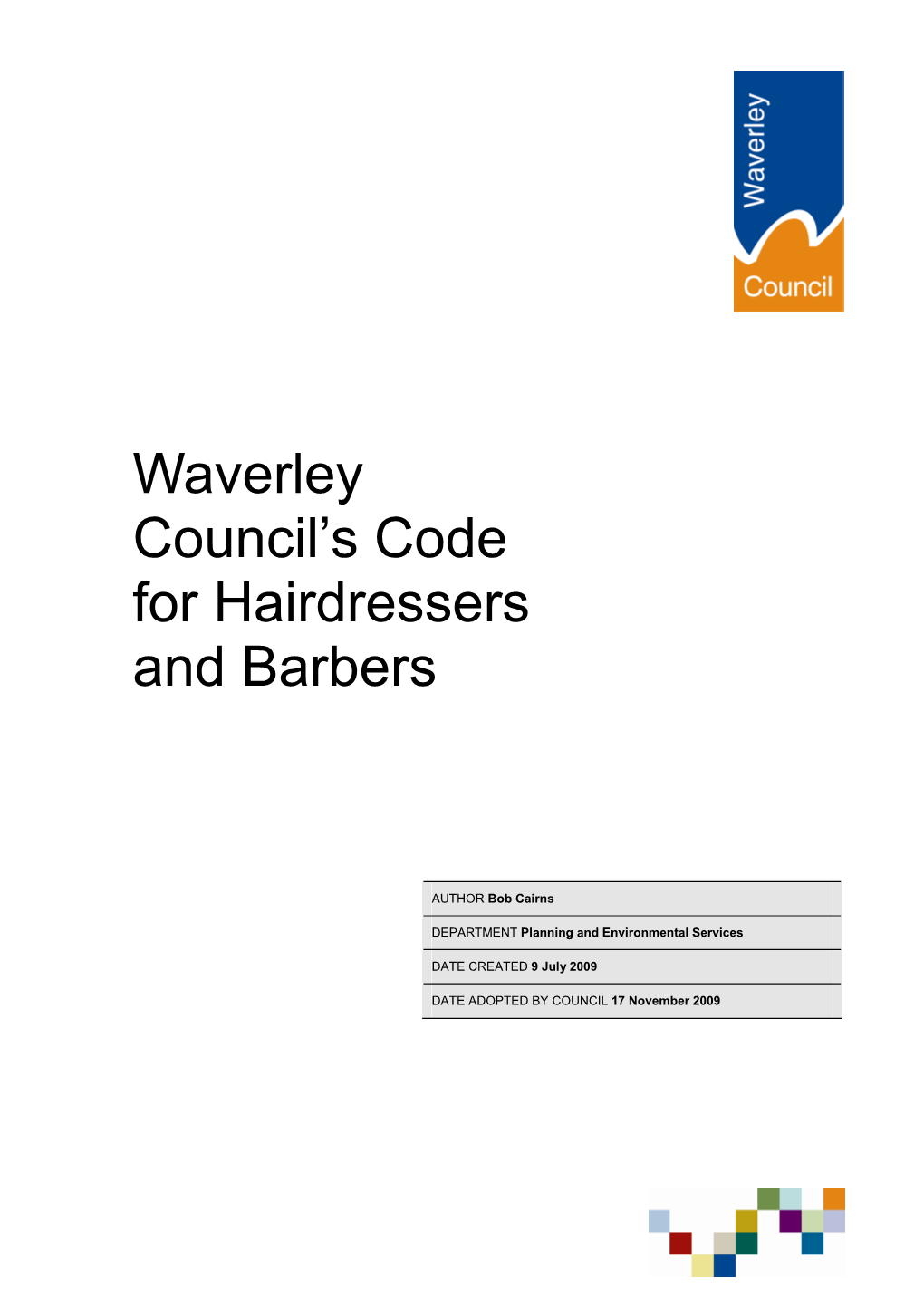 Waverley Council's Code for Hairdressers and Barbers