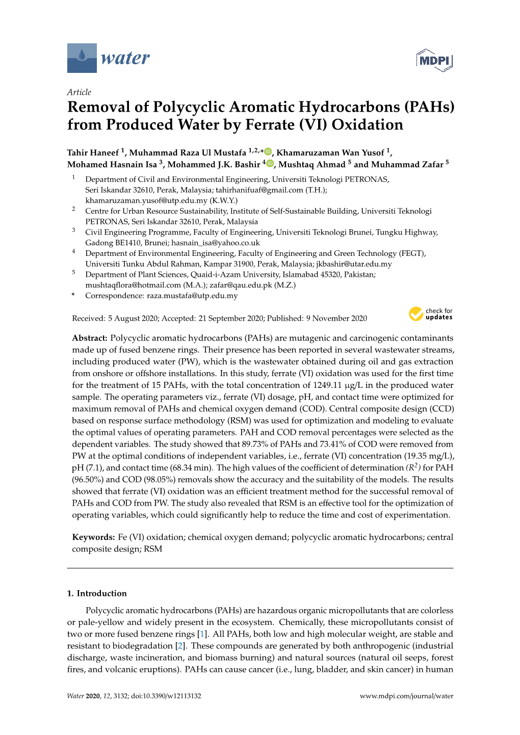 Removal of Polycyclic Aromatic Hydrocarbons (Pahs) from Produced Water by Ferrate (VI) Oxidation