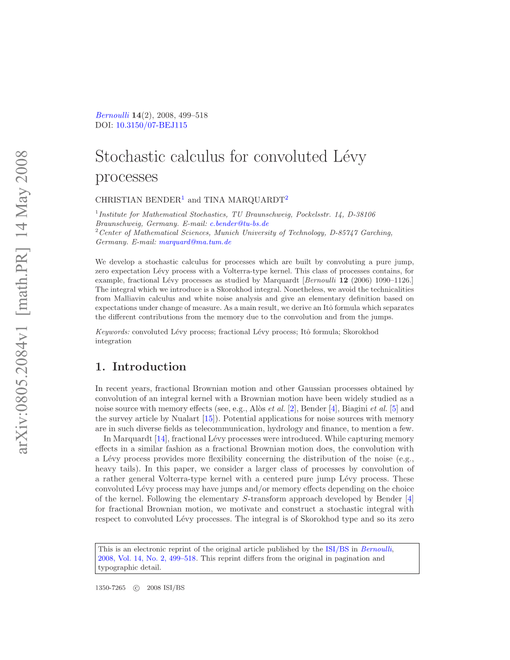 Stochastic Calculus for Convoluted Levy Processes