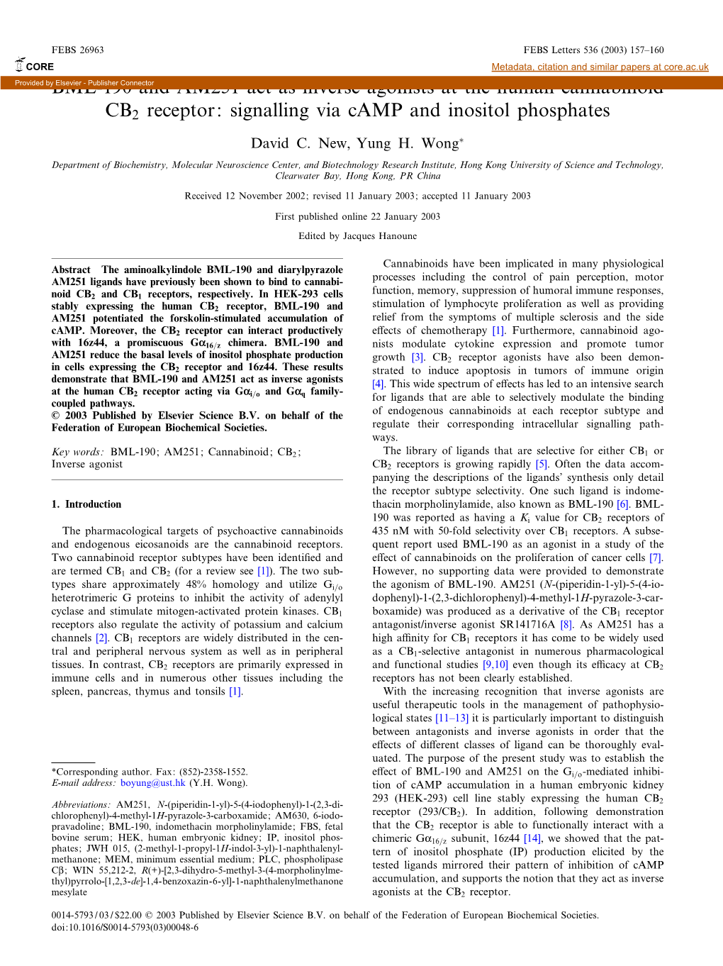 BML-190 and AM251 Act As Inverse Agonists at the Human