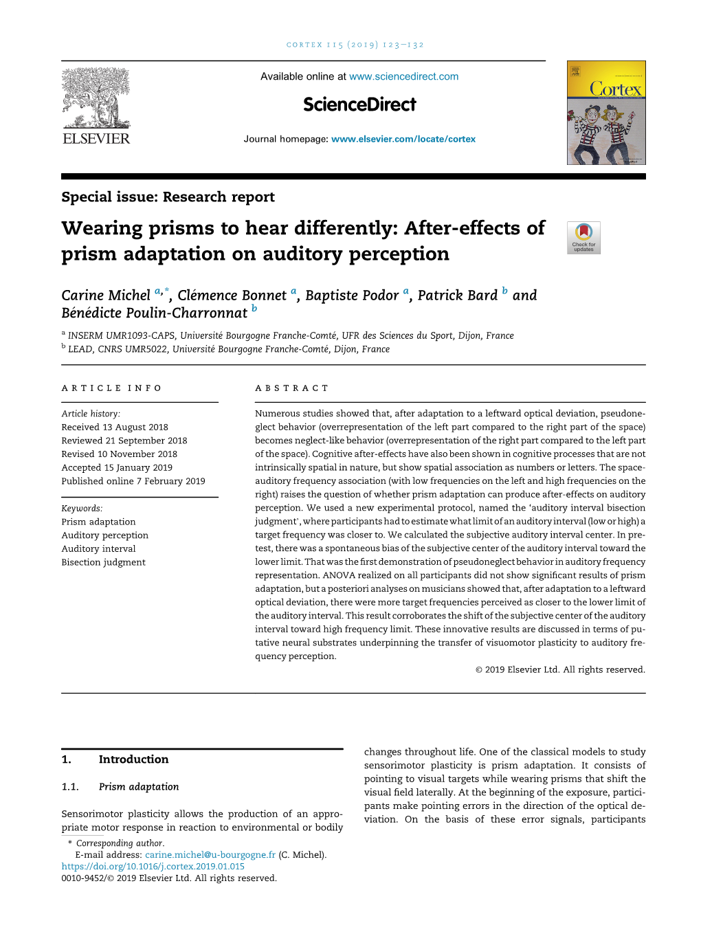 After-Effects of Prism Adaptation on Auditory Perception