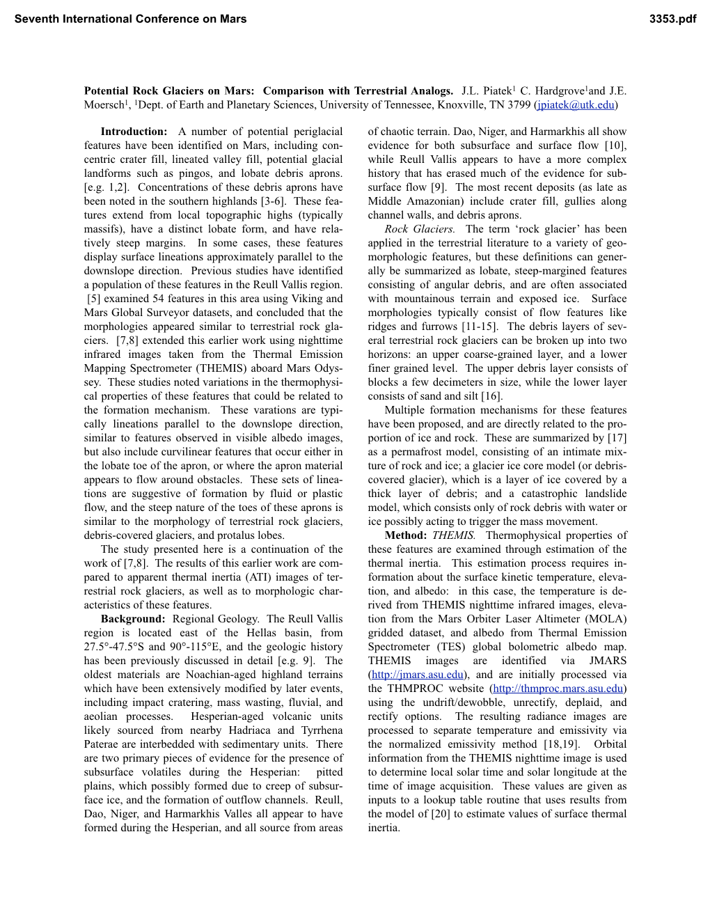 Potential Rock Glaciers on Mars: Comparison with Terrestrial Analogs