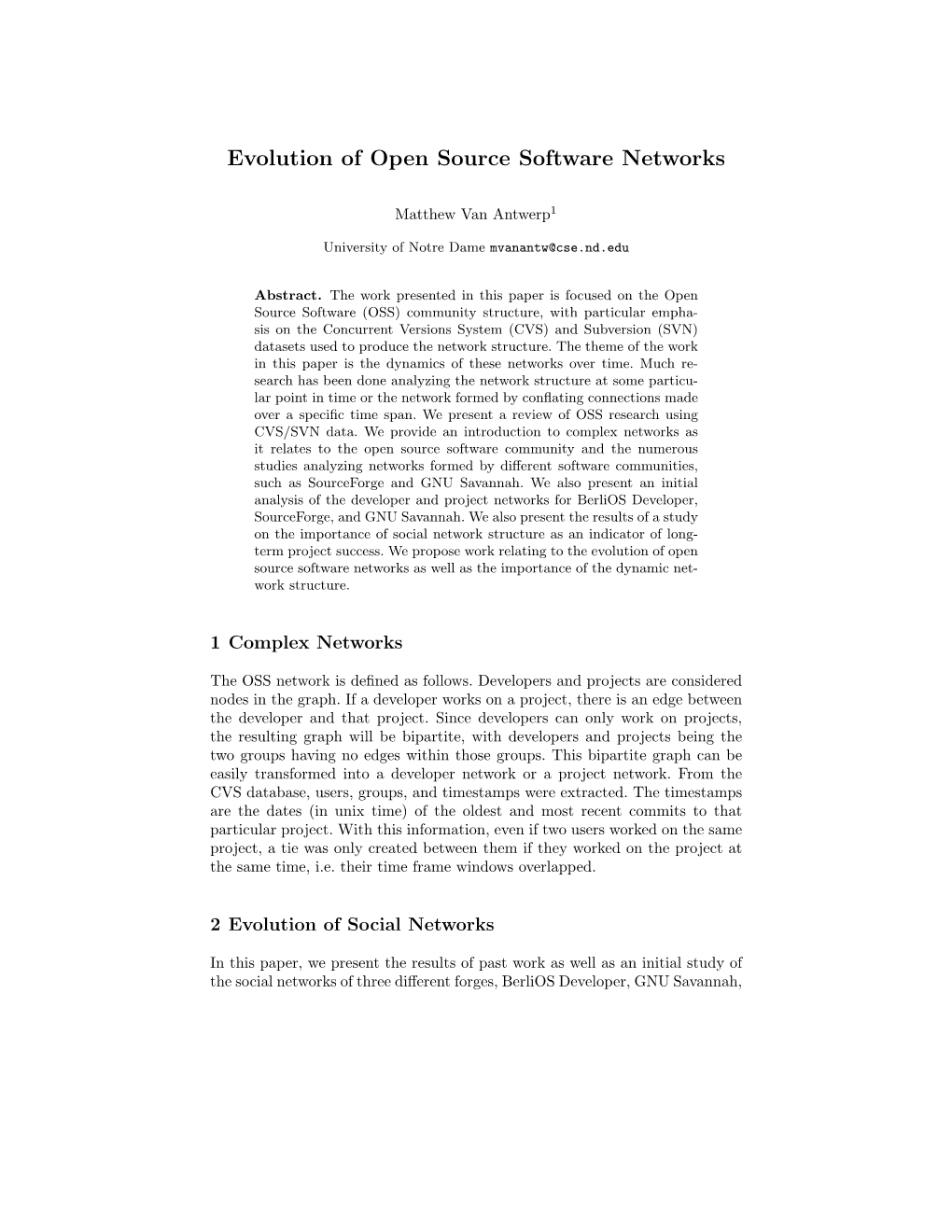 Evolution of Open Source Software Networks