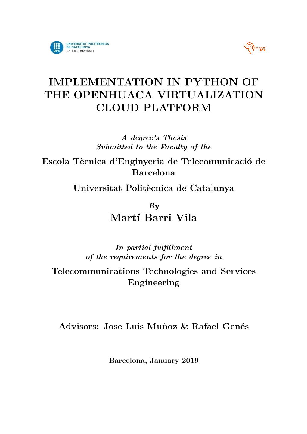 Implementation in Python of the Openhuaca Virtualization Cloud Platform