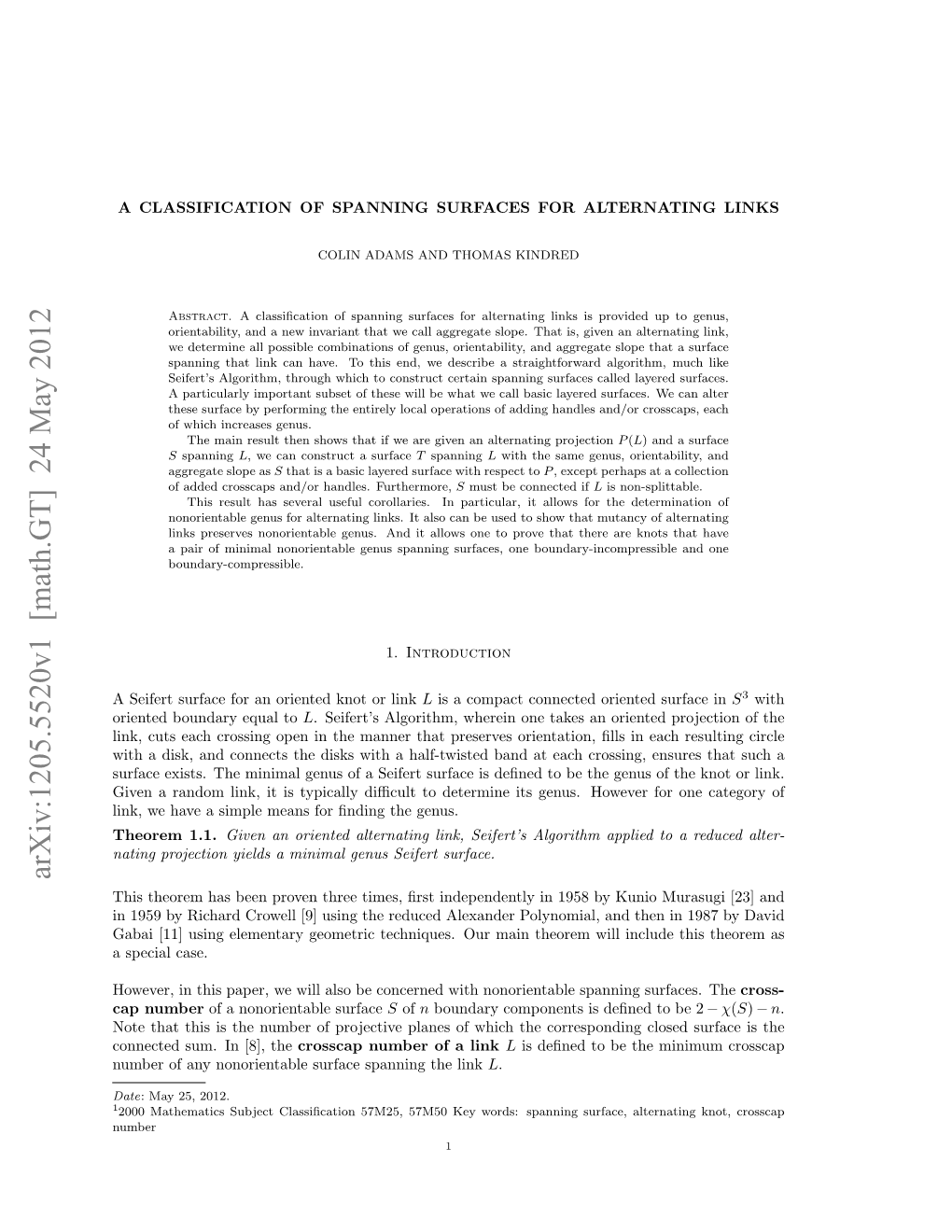 A Classification of Spanning Surfaces for Alternating Links