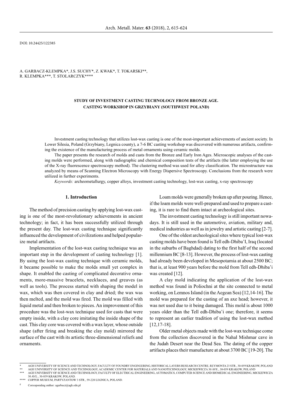 2, 615-624 1. Introduction the Method of Precision Casting by Applying