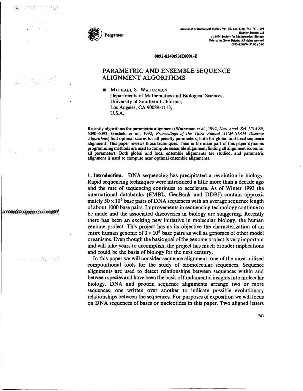 Parametric and Ensemble Sequence Alignment Algorithms