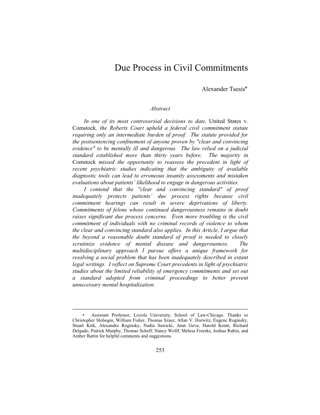 Due Process in Civil Commitments