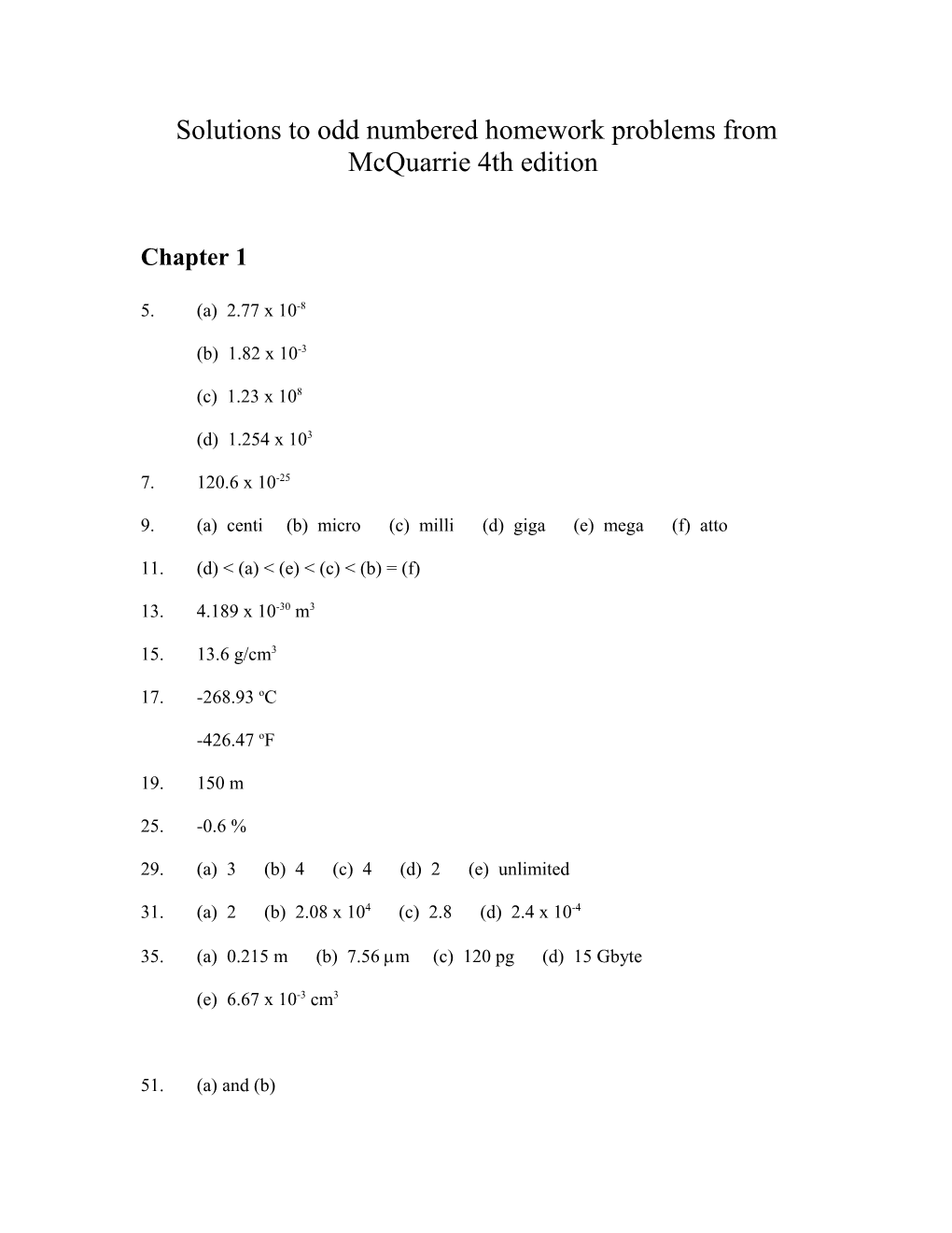 Solutions for Practice Problems for Chem 11 Final