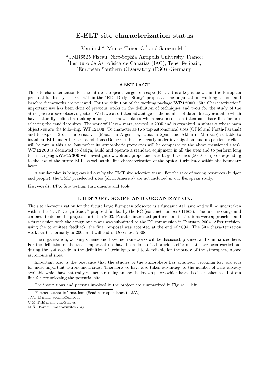 E-ELT Site Characterization Status