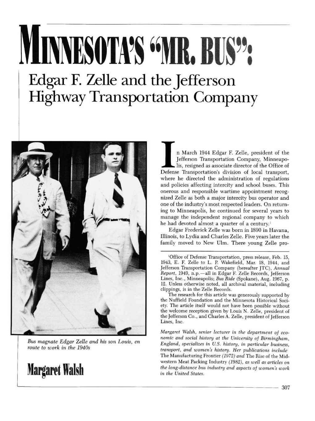 Edgar F. Zelle and the Jefferson Kqghway Transportation Company