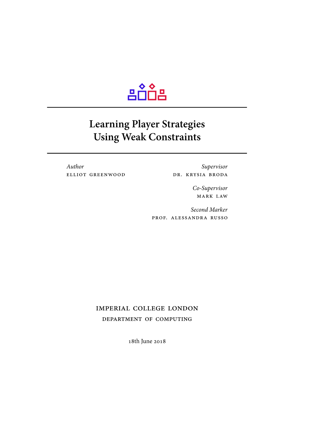 Learning Player Strategies[4Pt] Using Weak Constraints