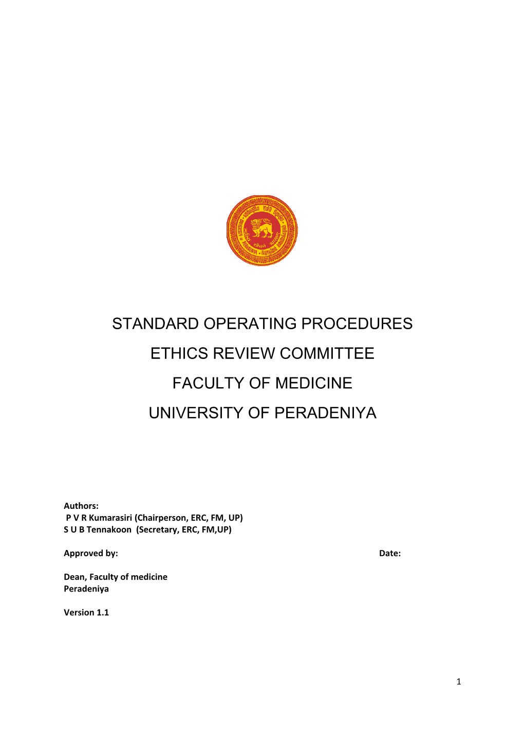 Standard Operating Procedures s17