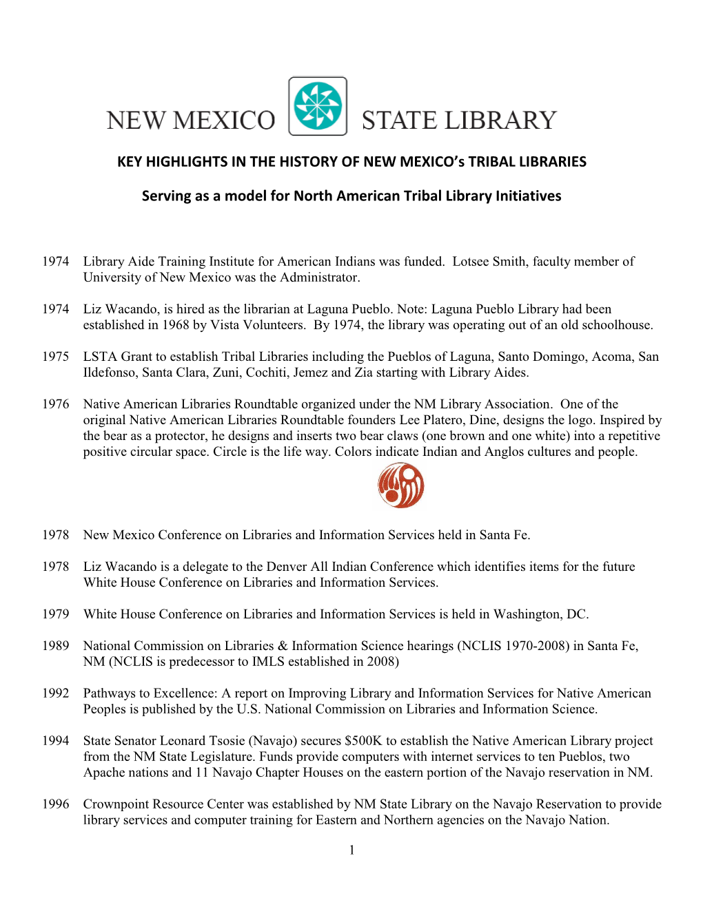 KEY HIGHLIGHTS in the HISTORY of NEW MEXICO's TRIBAL