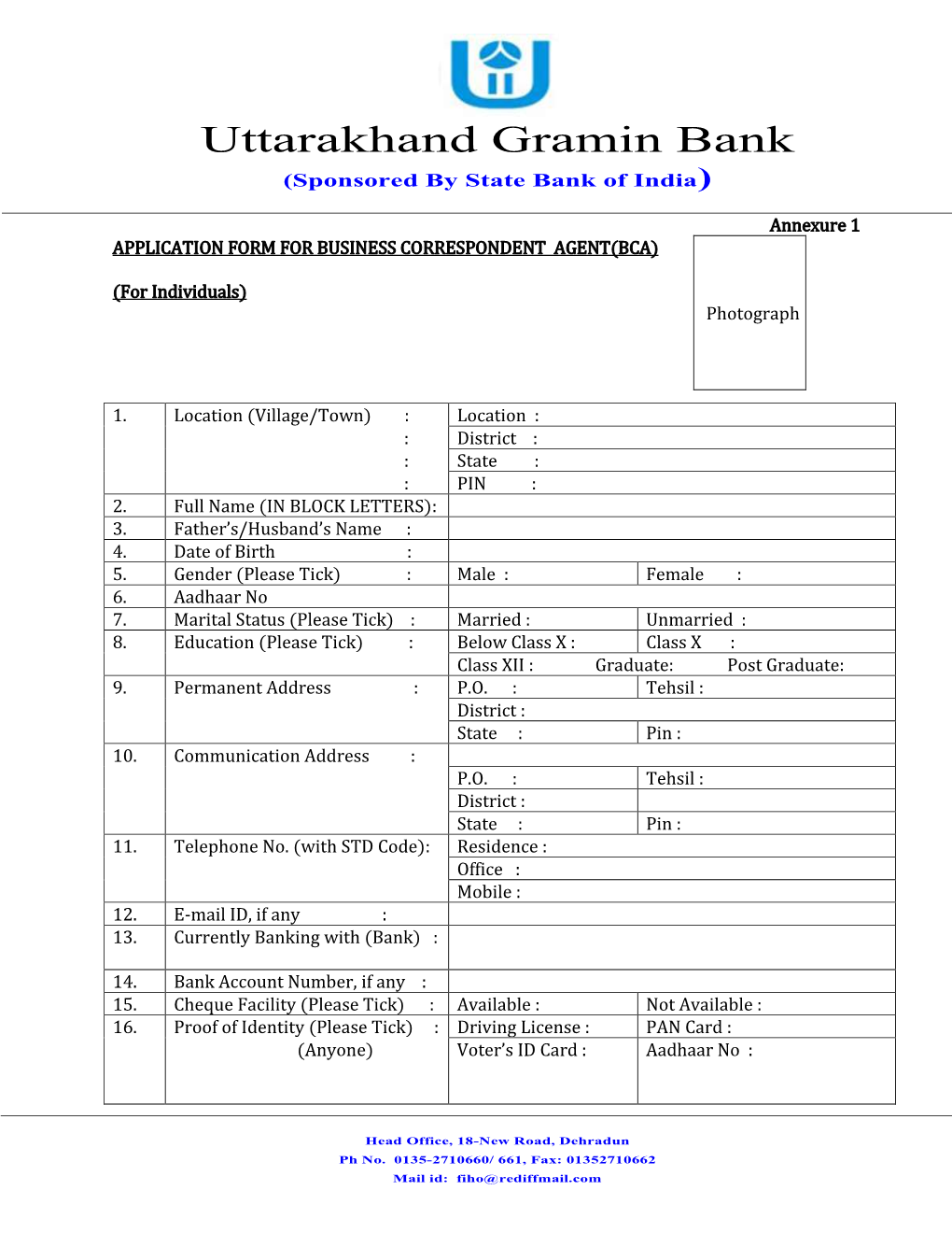 Uttarakhand Gramin Bank (Sponsored by State Bank of India)