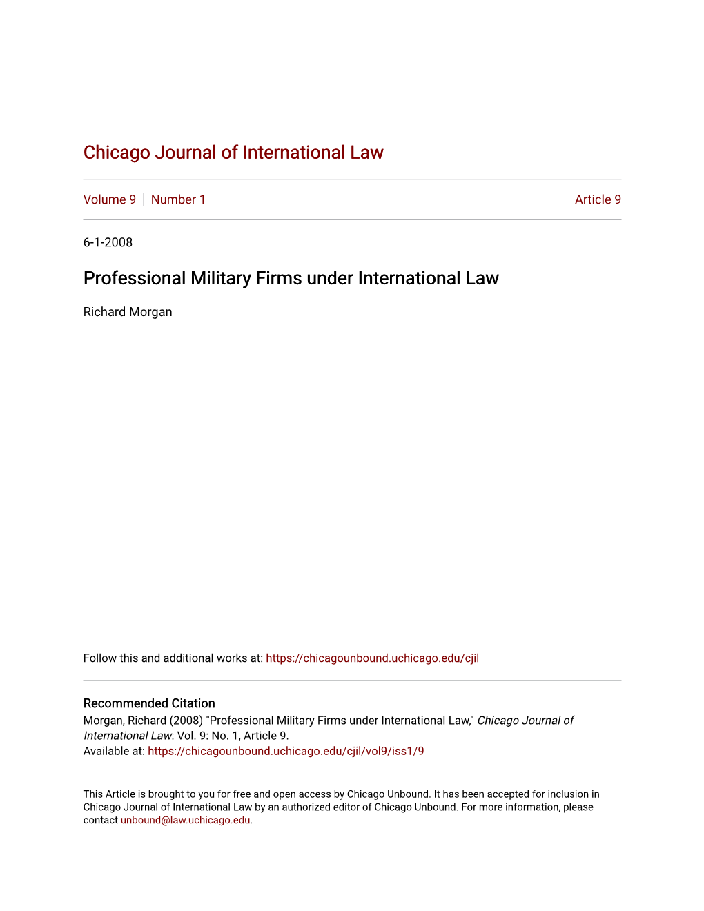 Professional Military Firms Under International Law