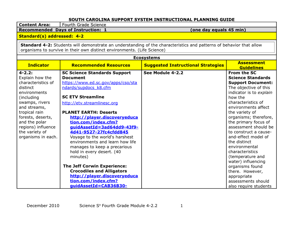 South Carolina Support System Instructional Planning Guide s4