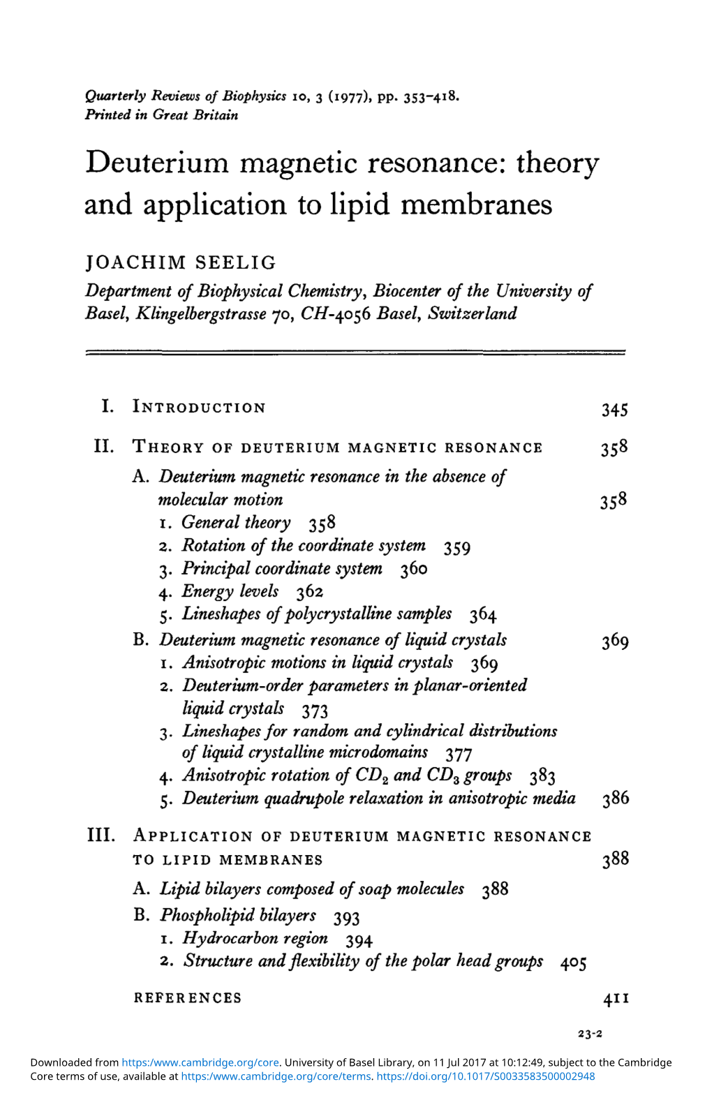 Deuterium Magnetic Resonance: Theory and Application to Lipid Membranes